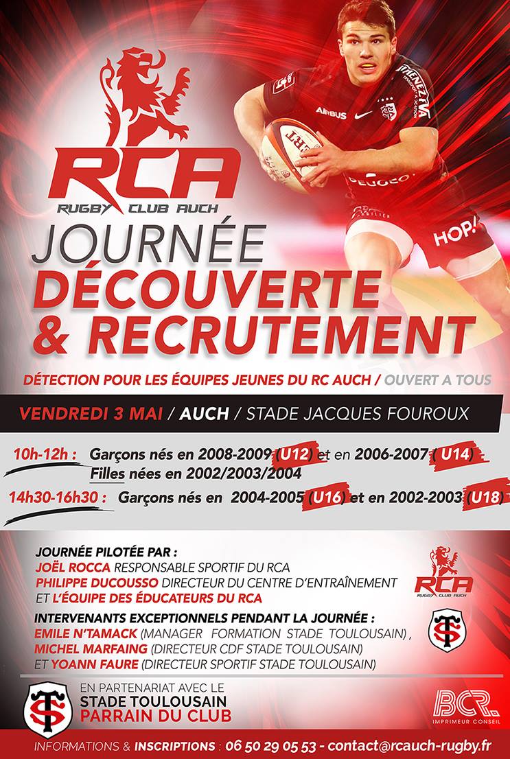 Journée de recrutement conjointe : RCA / Stade Toulousain